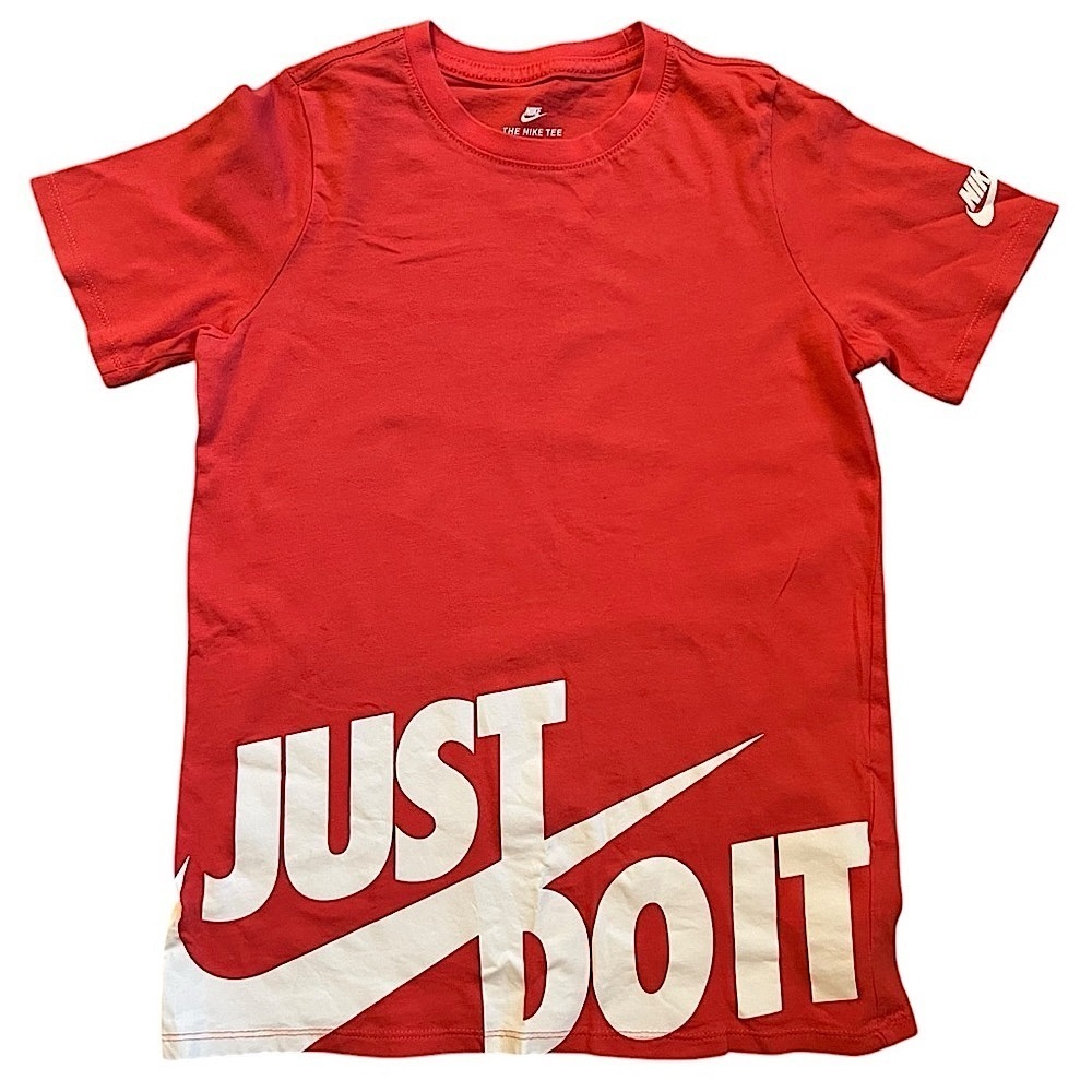 Nike| Kids Red Short Sleeve Tee Shirt Just Do It- Size M (10-12 years)
